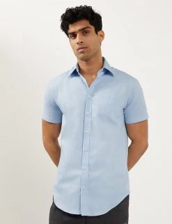 JAEGER Casual Shirts Pure Cotton Twill Short Sleeve Shirt
