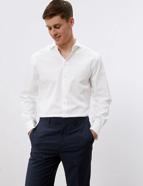 JAEGER Formal Shirts Regular Fit Pure Cotton Shirt With Double Cuff 3 JAEGER Formal Shirts Regular Fit Pure Cotton Shirt With Double Cuff