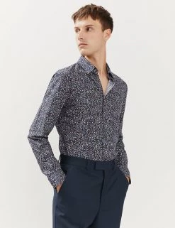 JAEGER Casual Shirts Pure Cotton Terrazzo Printed Shirt