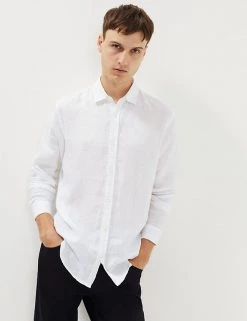 JAEGER Casual Shirts Luxury Pure Linen Long Sleeve Shirt