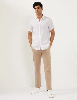 JAEGER Casual Shirts Luxury Pure Linen Short Sleeve Shirt