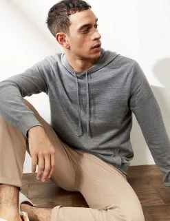 JAEGER Men's Hoodies & Sweatshirts Wool With Cashmere Knitted Hoodie