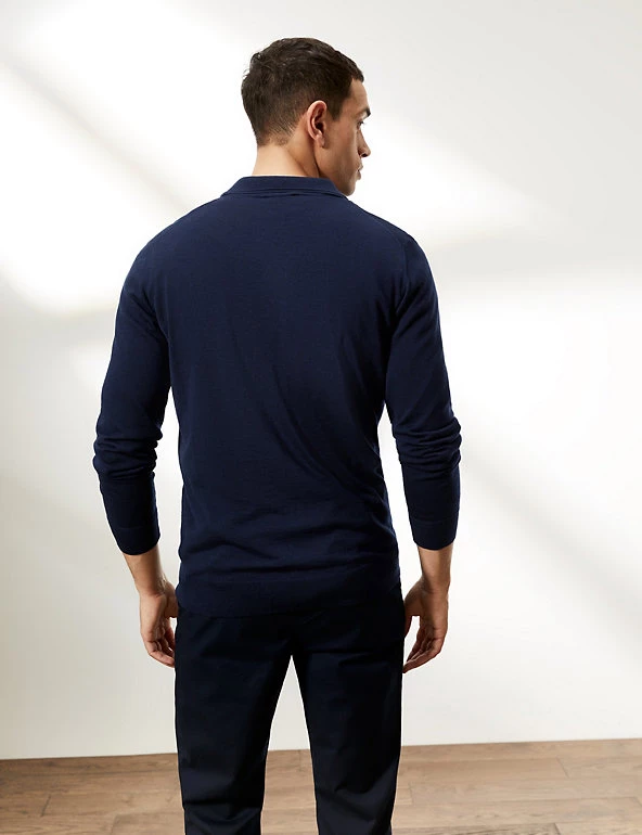 JAEGER Men's Polo Shirts Pure Merino Wool Knitted Polo Shirt 7 JAEGER Men's Polo Shirts Pure Merino Wool Knitted Polo Shirt - Image 5