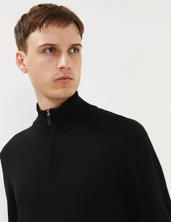 JAEGER Men's Jumpers Pure Merino Wool Half Zip Jumper 11 JAEGER Men's Jumpers Pure Merino Wool Half Zip Jumper - Image 9