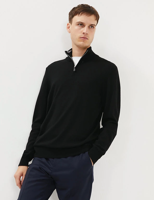 JAEGER Men's Jumpers Pure Merino Wool Half Zip Jumper 12 JAEGER Men's Jumpers Pure Merino Wool Half Zip Jumper - Image 10