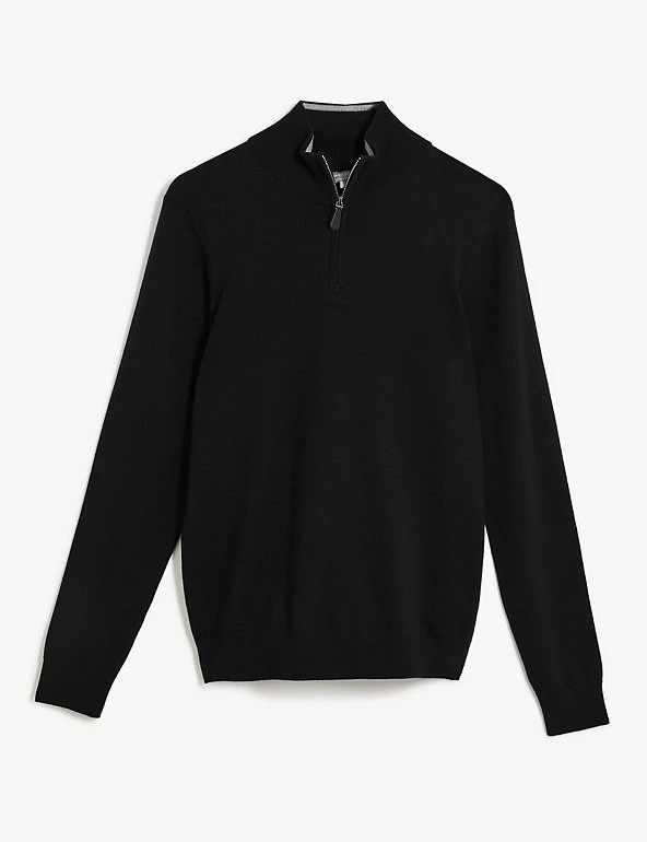 JAEGER Men's Jumpers Pure Merino Wool Half Zip Jumper 10 JAEGER Men's Jumpers Pure Merino Wool Half Zip Jumper - Image 8