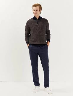 JAEGER Men's Jumpers Wool Half-Zip Jumper With Cashmere