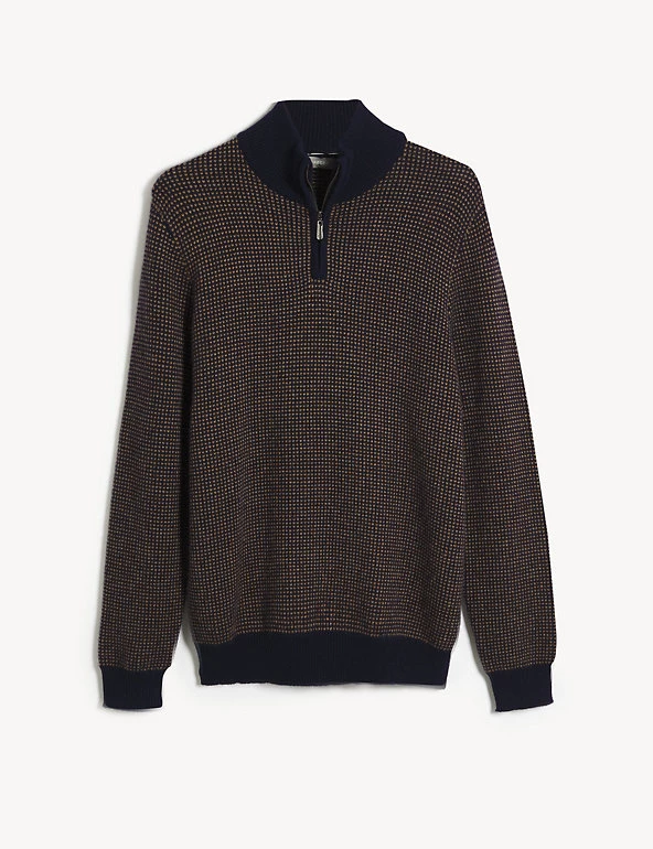 JAEGER Men's Jumpers Wool Half-Zip Jumper With Cashmere 4 JAEGER Men's Jumpers Wool Half-Zip Jumper With Cashmere - Image 2