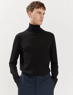 JAEGER Men's Jumpers Pure Merino Wool Roll Neck Jumper