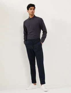 JAEGER Casual Trousers Cotton Stretch Drawstring Trousers