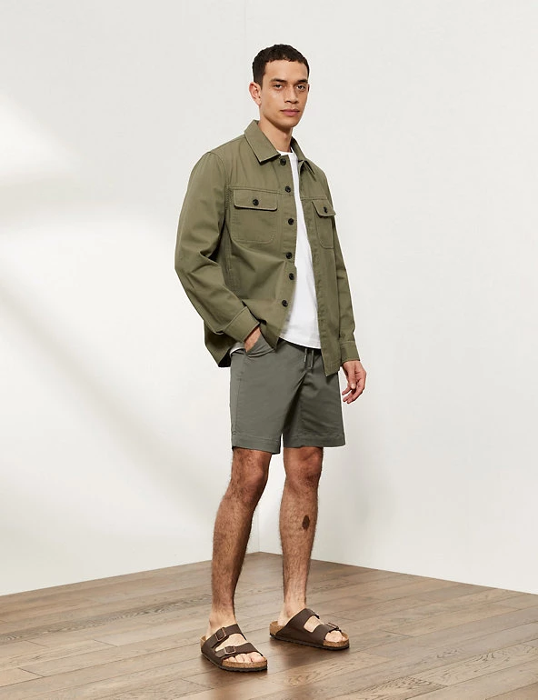 JAEGER Men's Shorts Cotton Stretch Drawstring Shorts 3 JAEGER Men's Shorts Cotton Stretch Drawstring Shorts