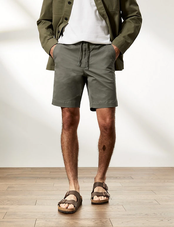 JAEGER Men's Shorts Cotton Stretch Drawstring Shorts 6 JAEGER Men's Shorts Cotton Stretch Drawstring Shorts - Image 4