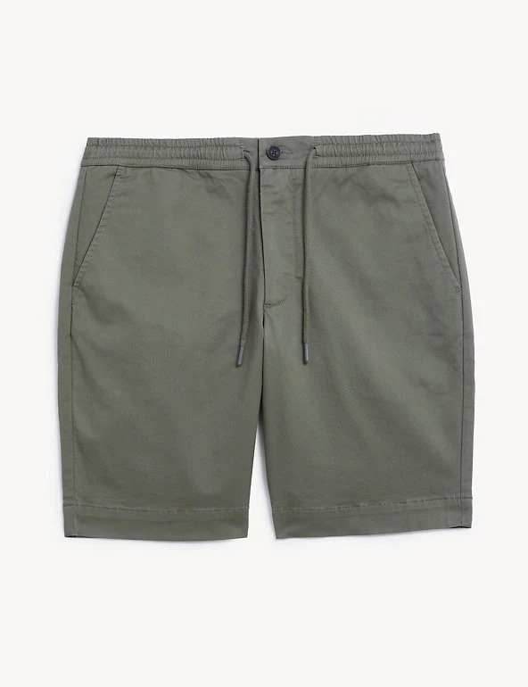 JAEGER Men's Shorts Cotton Stretch Drawstring Shorts 4 JAEGER Men's Shorts Cotton Stretch Drawstring Shorts - Image 2