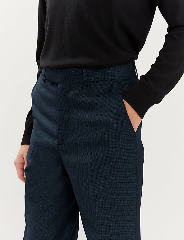 JAEGER Smart Trousers Tailored Fit Pure Wool Textured Trousers 6 JAEGER Smart Trousers Tailored Fit Pure Wool Textured Trousers - Image 4