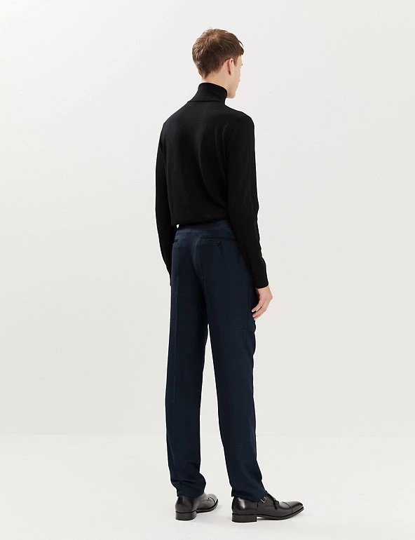 JAEGER Smart Trousers Tailored Fit Pure Wool Textured Trousers 7 JAEGER Smart Trousers Tailored Fit Pure Wool Textured Trousers - Image 5