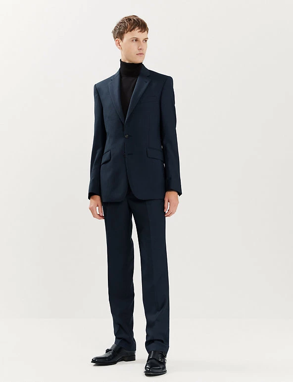 JAEGER Smart Trousers Tailored Fit Pure Wool Textured Trousers 8 JAEGER Smart Trousers Tailored Fit Pure Wool Textured Trousers - Image 6