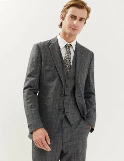 JAEGER Men's Coats & Jackets Slim Fit Italian Pure Wool Check Jacket