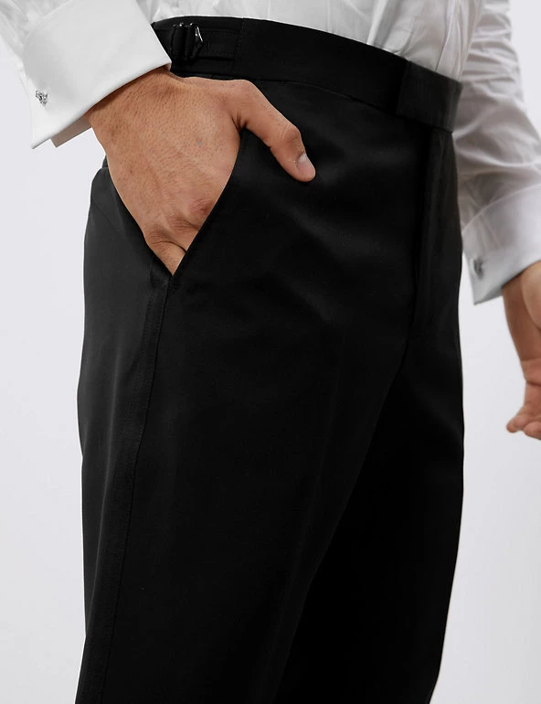 JAEGER Smart Trousers Tailored Fit Italian Wool Tuxedo Trousers 6 JAEGER Smart Trousers Tailored Fit Italian Wool Tuxedo Trousers - Image 4