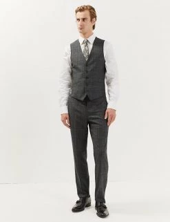 JAEGER Men's Waistcoats Italian Pure Wool Check Waistcoat