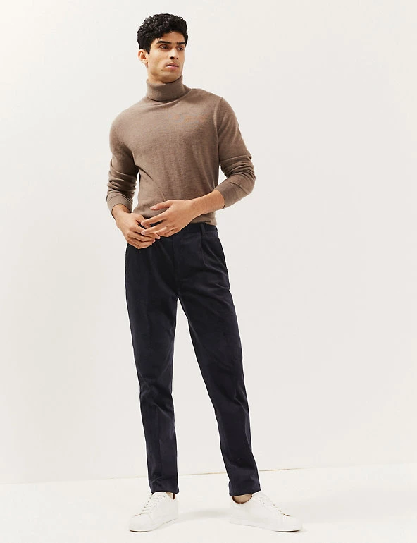 JAEGER Casual Trousers Tailored Fit Italian Cotton Corduroy Trousers 3 JAEGER Casual Trousers Tailored Fit Italian Cotton Corduroy Trousers