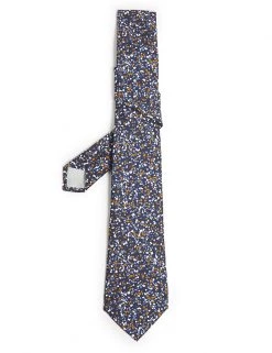 JAEGER Men's Ties Italian Woven Terrazzo Print Pure Silk Tie