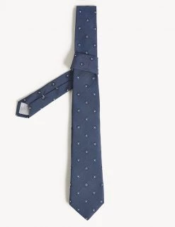 JAEGER Men's Ties Italian Woven Floral Silk And Cotton Tie