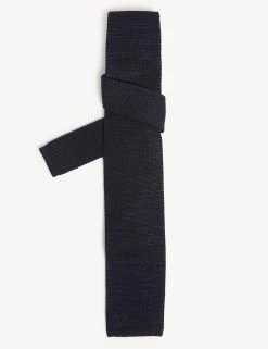 JAEGER Men's Ties Italian Knitted Silk And Wool Tie