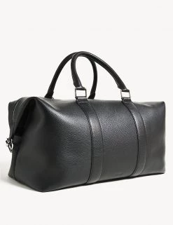 JAEGER Men's Bags Premium Leather Textured Weekend Bag