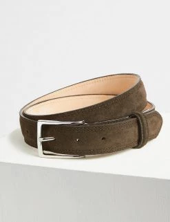 JAEGER Men's Belts British Luxury Suede Stitch Detail Belt