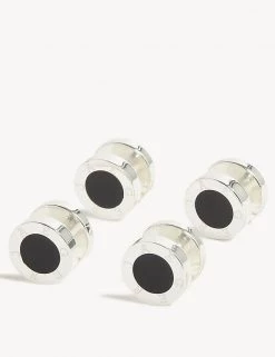 JAEGER Men's Cufflinks Silver Plated Dress Stud Set