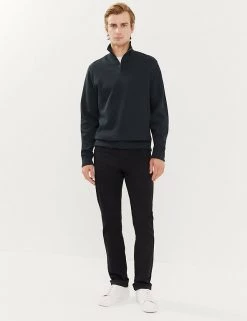 JAEGER Men's Jumpers Pure Cotton Funnel Neck Half Zip Jumper