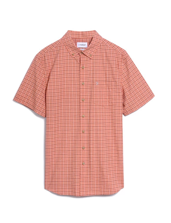 Farah Men's Shirts Pure Cotton Check Oxford Shirt 8 Farah Men's Shirts Pure Cotton Check Oxford Shirt - Image 6