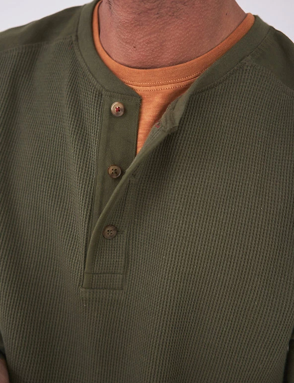 White Stuff Men's Tops Pure Cotton Waffle Henley Top 5 White Stuff Men's Tops Pure Cotton Waffle Henley Top - Image 3