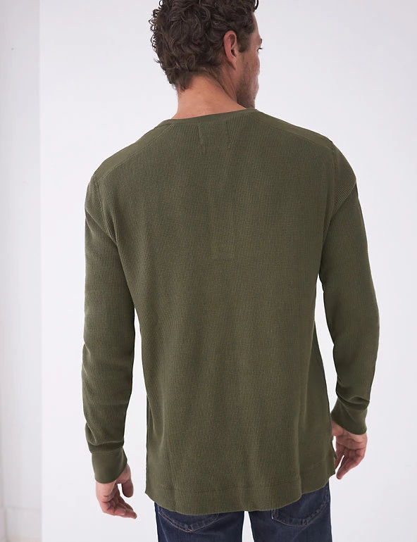 White Stuff Men's Tops Pure Cotton Waffle Henley Top 6 White Stuff Men's Tops Pure Cotton Waffle Henley Top - Image 4