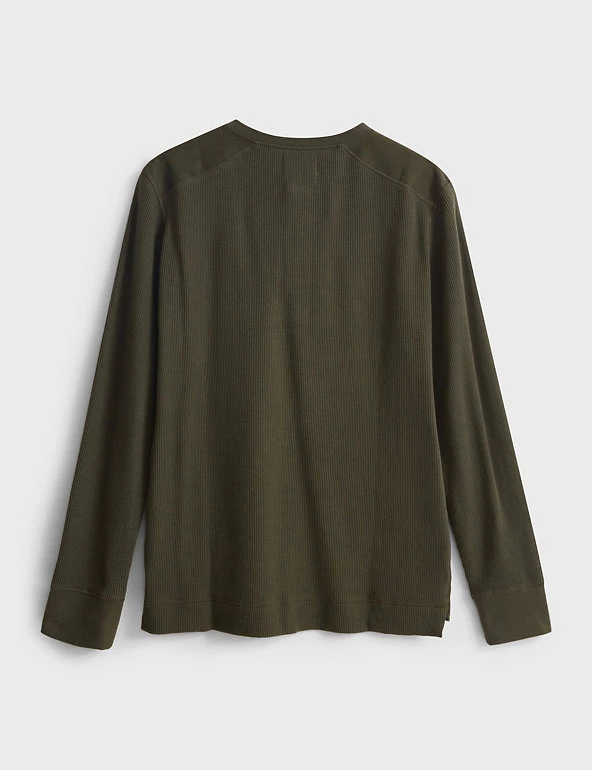 White Stuff Men's Tops Pure Cotton Waffle Henley Top 8 White Stuff Men's Tops Pure Cotton Waffle Henley Top - Image 6