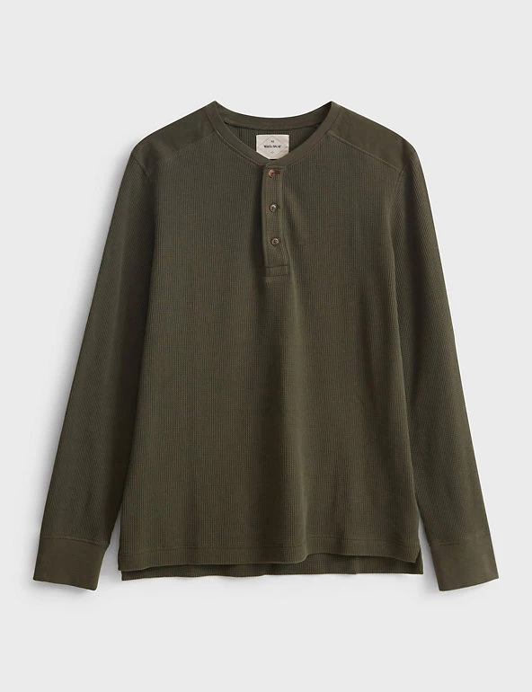 White Stuff Men's Tops Pure Cotton Waffle Henley Top 4 White Stuff Men's Tops Pure Cotton Waffle Henley Top - Image 2