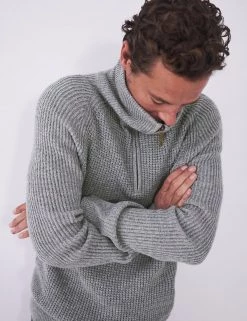 White Stuff Men's Jumpers Lambswool Rich Funnel Neck Half Zip Jumper