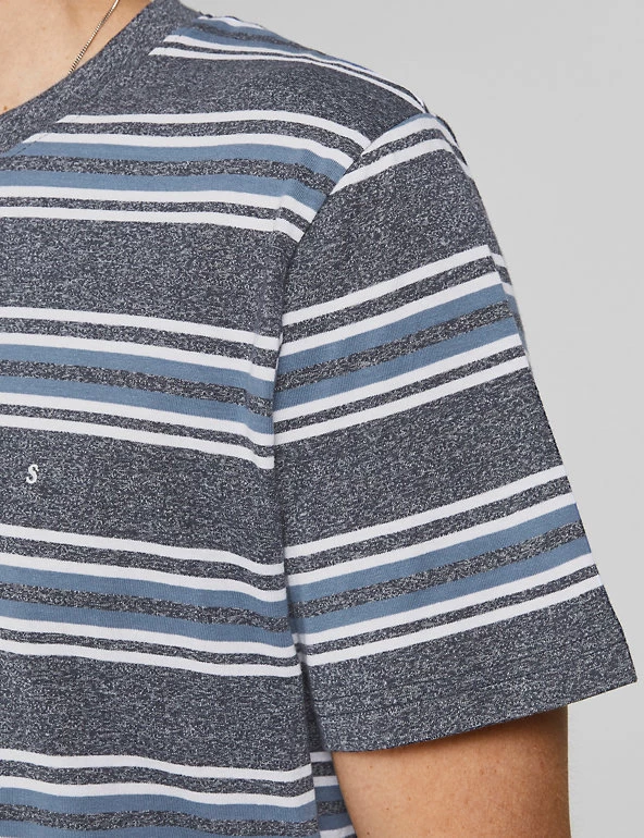 JACK & JONES Men's T-shirts Pure Cotton Striped T-Shirt 4 JACK & JONES Men's T-shirts Pure Cotton Striped T-Shirt - Image 2