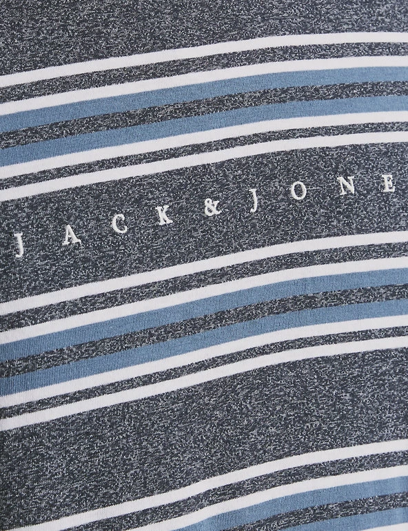 JACK & JONES Men's T-shirts Pure Cotton Striped T-Shirt 7 JACK & JONES Men's T-shirts Pure Cotton Striped T-Shirt - Image 5