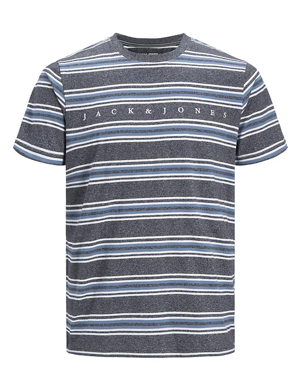 JACK & JONES Men's T-shirts Pure Cotton Striped T-Shirt 8 JACK & JONES Men's T-shirts Pure Cotton Striped T-Shirt - Image 6