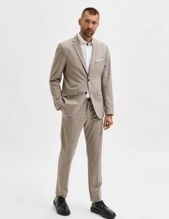 SELECTED HOMME Men's Trousers Tailored Fit Flat Front Trousers