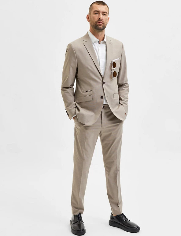 SELECTED HOMME Men's Trousers Tailored Fit Flat Front Trousers 8 SELECTED HOMME Men's Trousers Tailored Fit Flat Front Trousers - Image 6