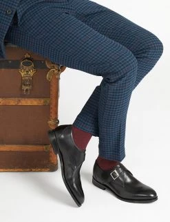 Jones Bootmaker Men's Shoes Leather Single Monk Strap Goodyear Welted Shoes