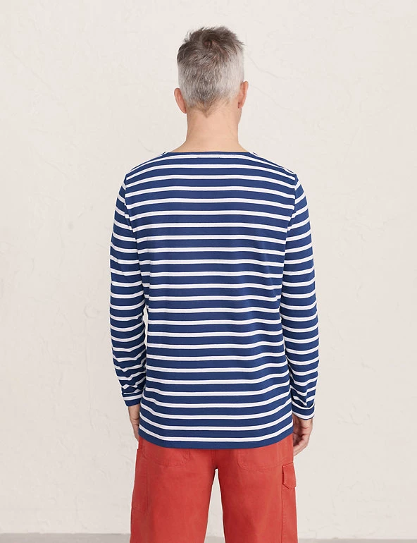 Seasalt Cornwall Men's T-shirts Organic Cotton Striped Long Sleeve T-Shirt 11 Seasalt Cornwall Men's T-shirts Organic Cotton Striped Long Sleeve T-Shirt - Image 9