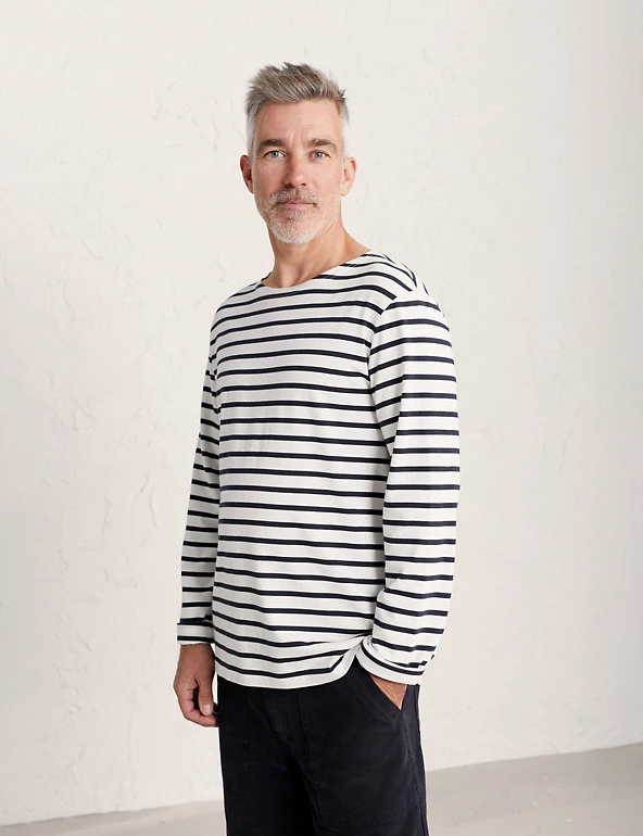 Seasalt Cornwall Men's T-shirts Organic Cotton Striped Long Sleeve T-Shirt 3 Seasalt Cornwall Men's T-shirts Organic Cotton Striped Long Sleeve T-Shirt