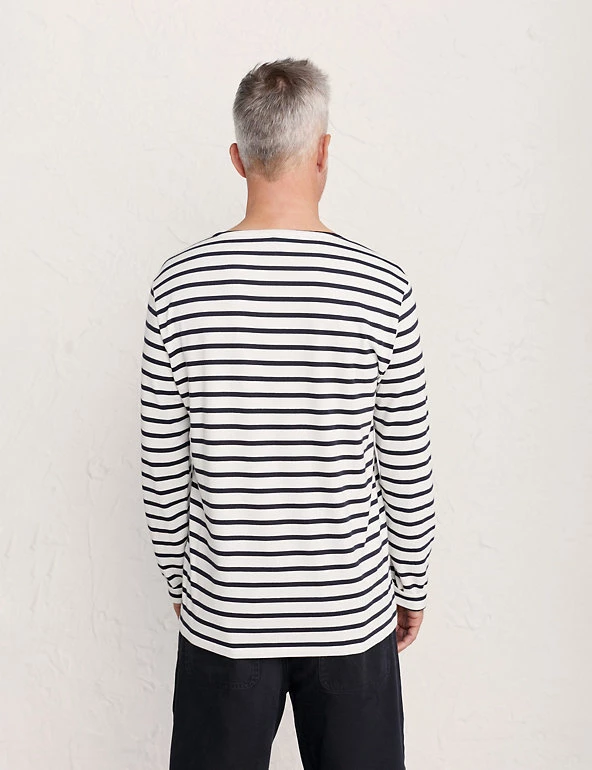 Seasalt Cornwall Men's T-shirts Organic Cotton Striped Long Sleeve T-Shirt 6 Seasalt Cornwall Men's T-shirts Organic Cotton Striped Long Sleeve T-Shirt - Image 4