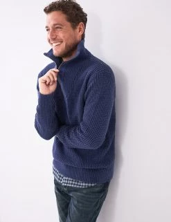 White Stuff Jumpers & Cardigans Pure Cotton Textured Half Zip Jumper