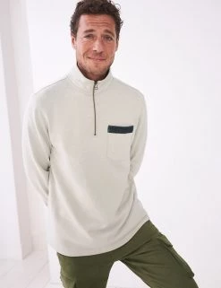 White Stuff Men's Hoodies & Sweatshirts Pure Cotton Funnel Neck Sweatshirt