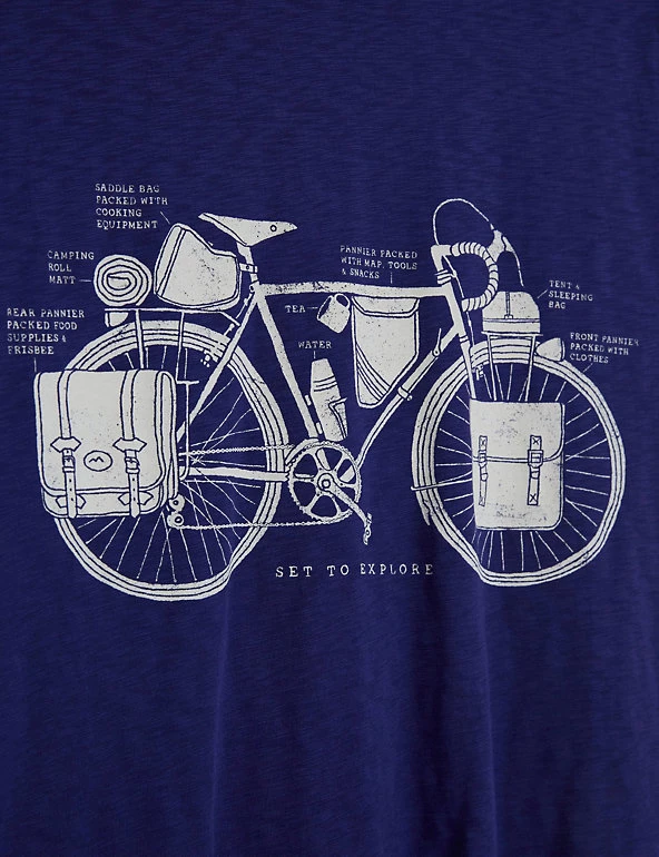 White Stuff Men's T-shirts Pure Cotton Bike Graphic T-Shirt 7 White Stuff Men's T-shirts Pure Cotton Bike Graphic T-Shirt - Image 5