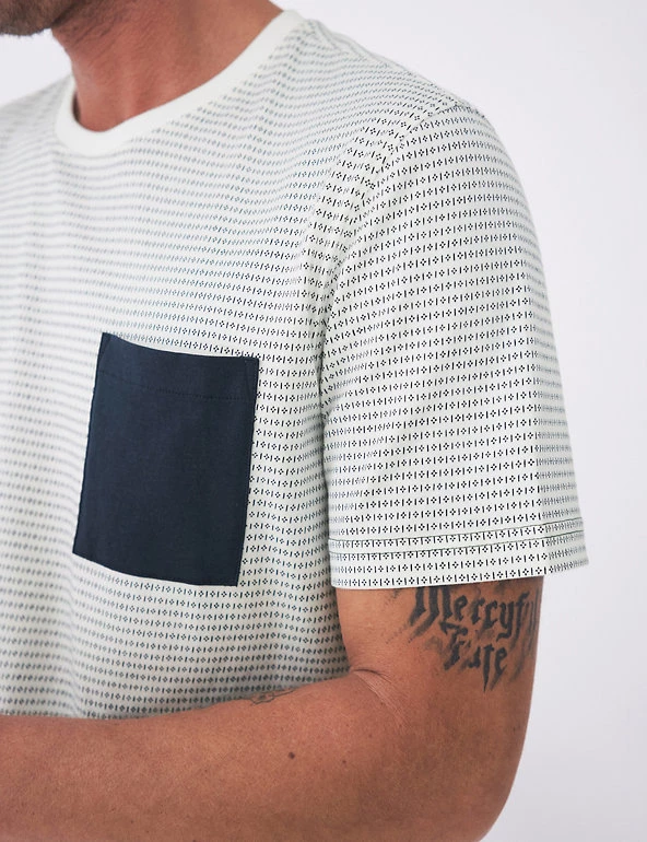 White Stuff Men's T-shirts Pure Cotton Geometric T-Shirt 5 White Stuff Men's T-shirts Pure Cotton Geometric T-Shirt - Image 3